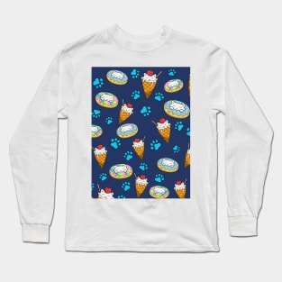 Cat, ice cream and donuts pattern Long Sleeve T-Shirt